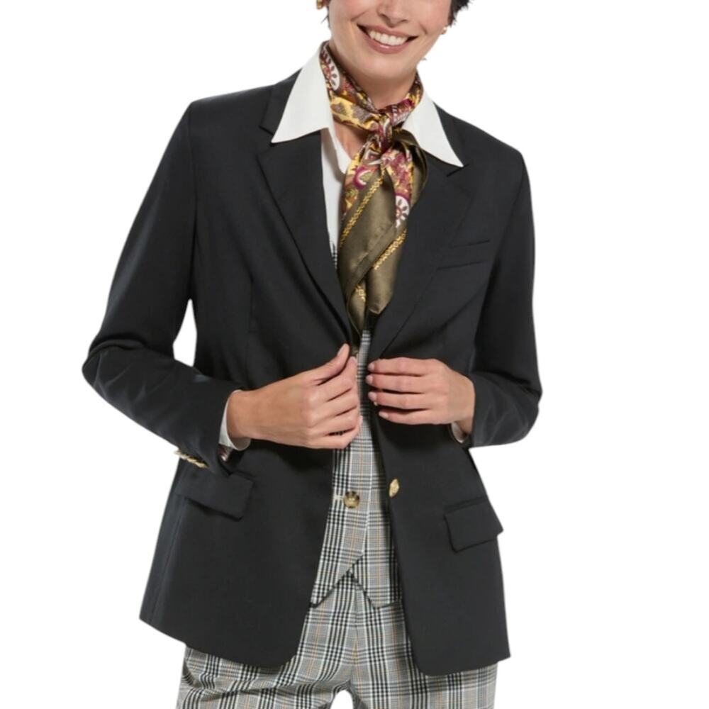Appleseed's Navy Nautical Classic Gold Button Wool Women's Blazer Size 6P Petite